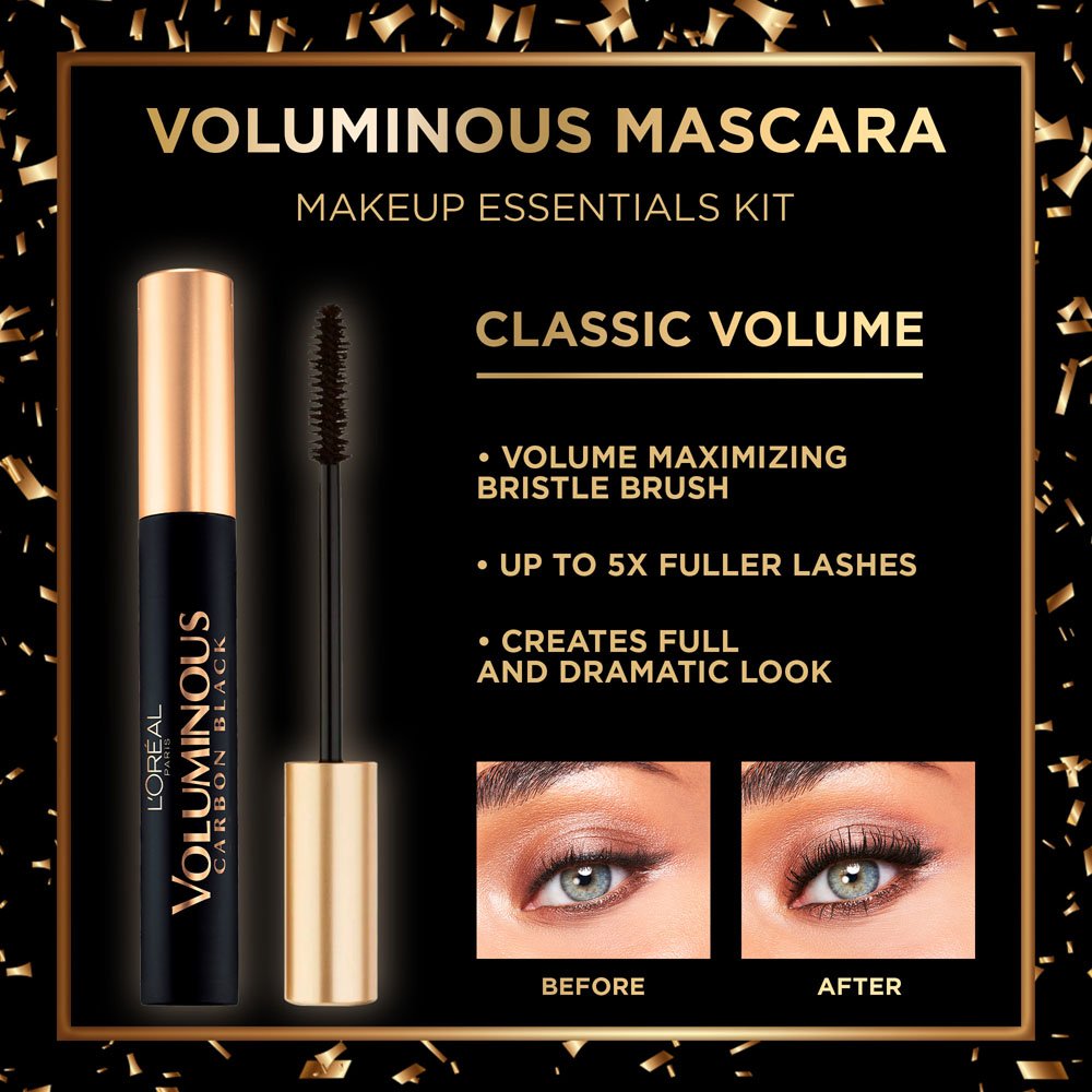 Product Information on Voluminous Mascara included in Makeup Essentials Holiday Gift Set